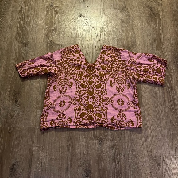 Boden Linen Wide Sleeve Top Orchid Petal, Passion Bloom - Picture 5 of 10